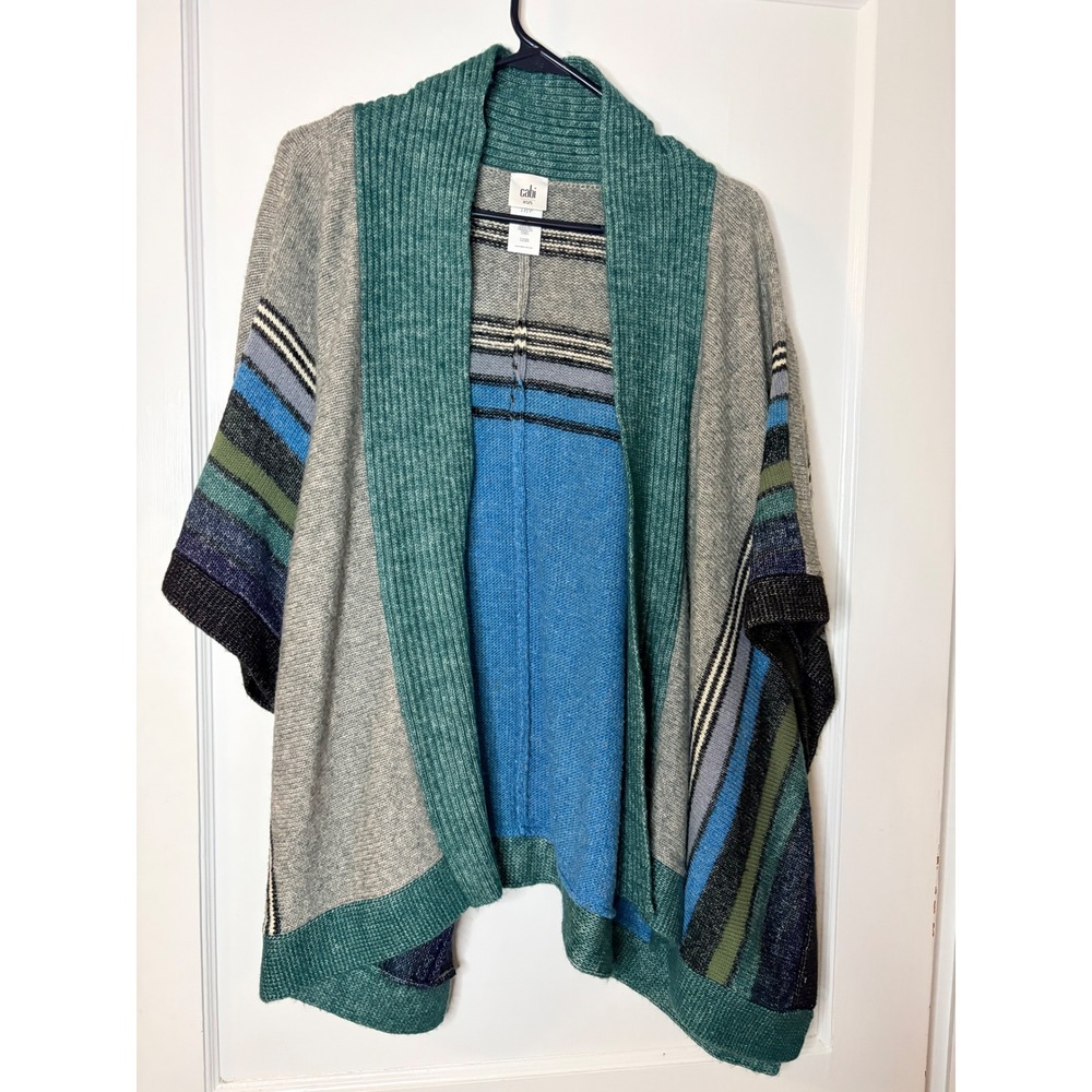 Cabi XS S Striped Cozycore Cardigan‎ Poncho Sweater Slouchy Wearable Structure